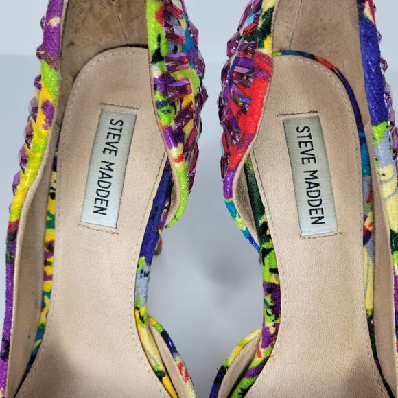STEVE MADDEN Galactik D'Orsay Stiletto Pumps Heels Multicolor Jeweled sz 8.5 - Picture 10 of 13